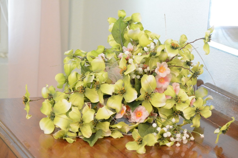 Custom Silk Flower Bouquet w/Apple Blossem Style Flowers