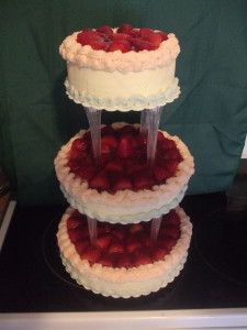 3 Tier Cheese Cake w/ Strawberry Topping