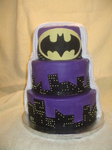 Custom Split Sided Wedding Cake w/Batman and Traditional Sides